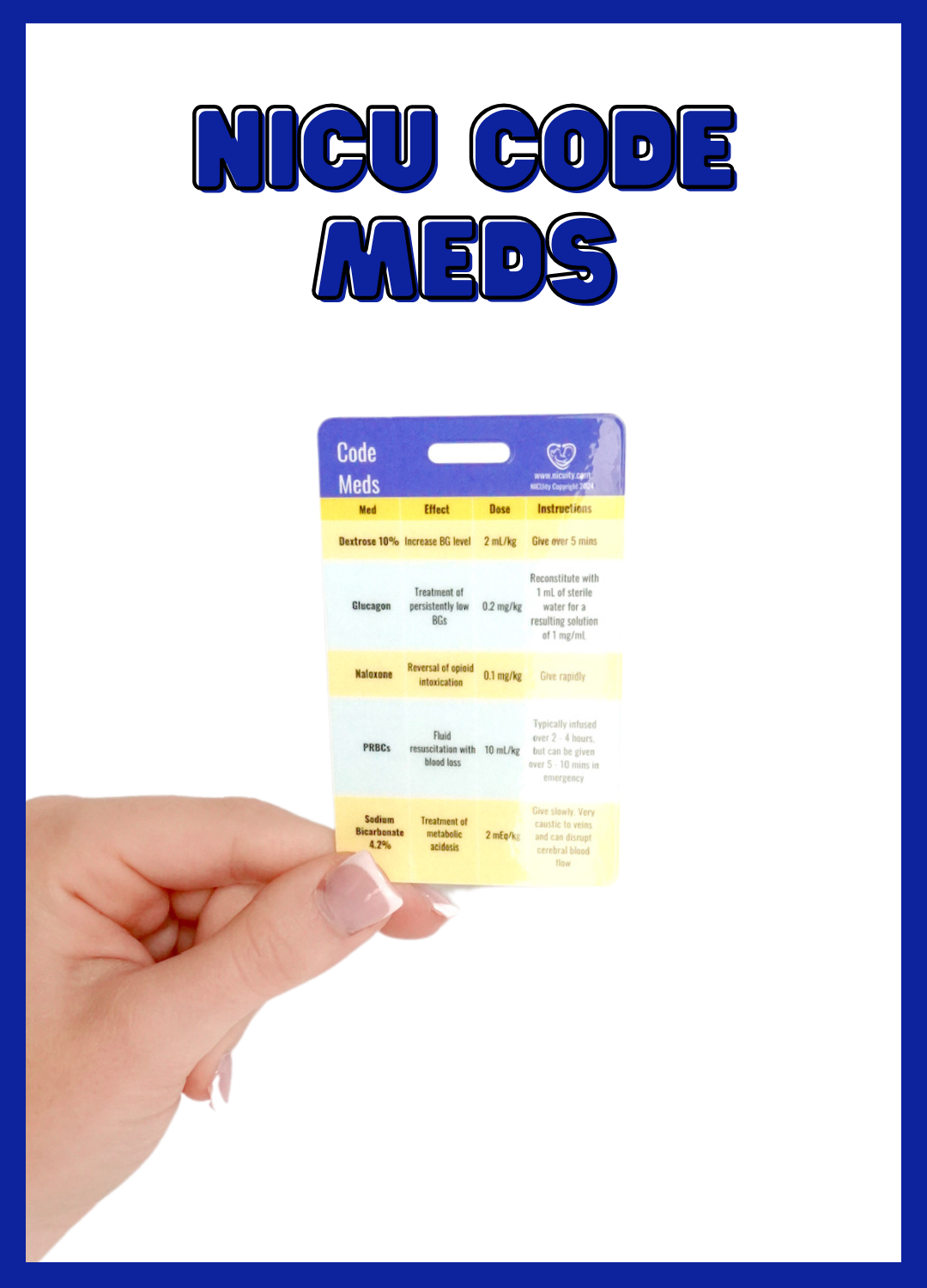 Nicu Code NICU Code Medications Badge Reference Card · NICUity