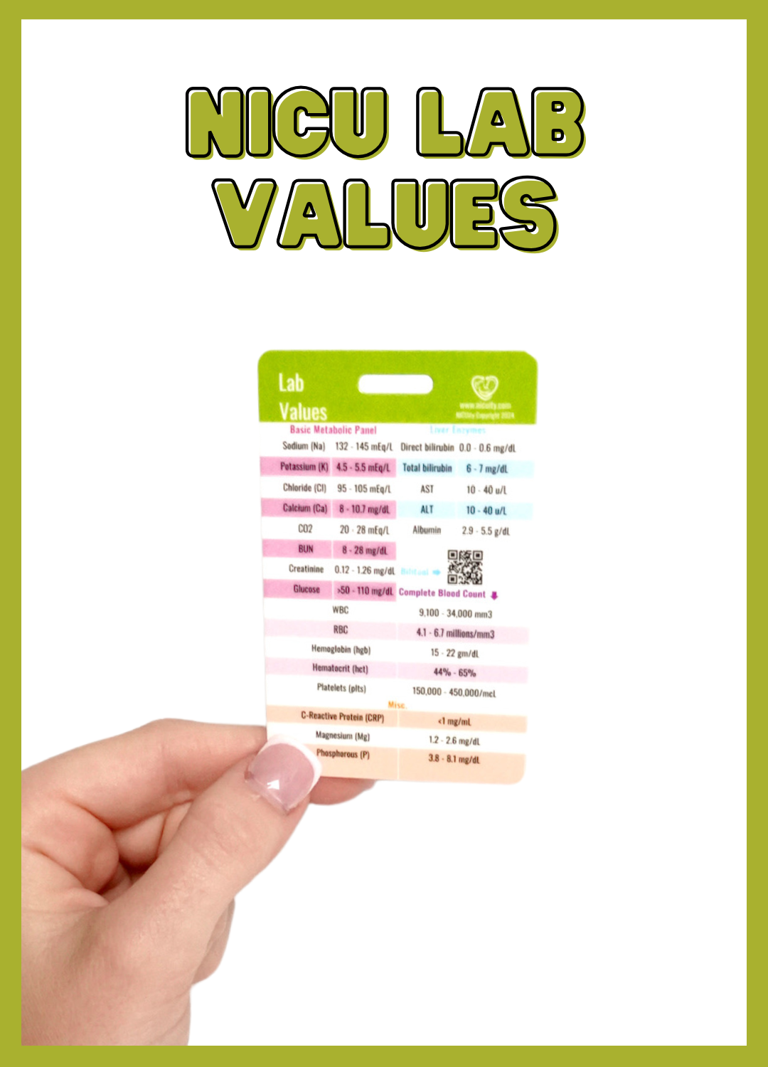 NICU Lab Values & Order of Draw Badge Card · NICUity